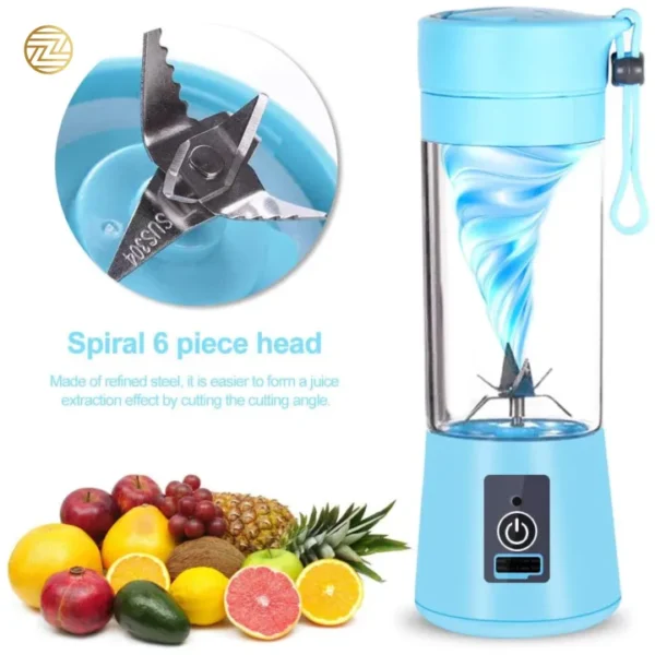 Mini Portable Usb Rechargeable Juicer Blender Mixer 6 Blades 380ml