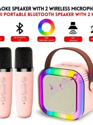 K12 Karaoke Machine Portable Bluetooth 5.3 PA Speaker With 1 - 2 Wireless Microphones