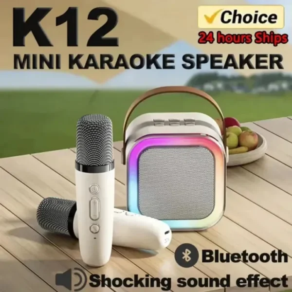 K12 Karaoke Machine Portable Bluetooth 5.3 PA Speaker With 1 - 2 Wireless Microphones