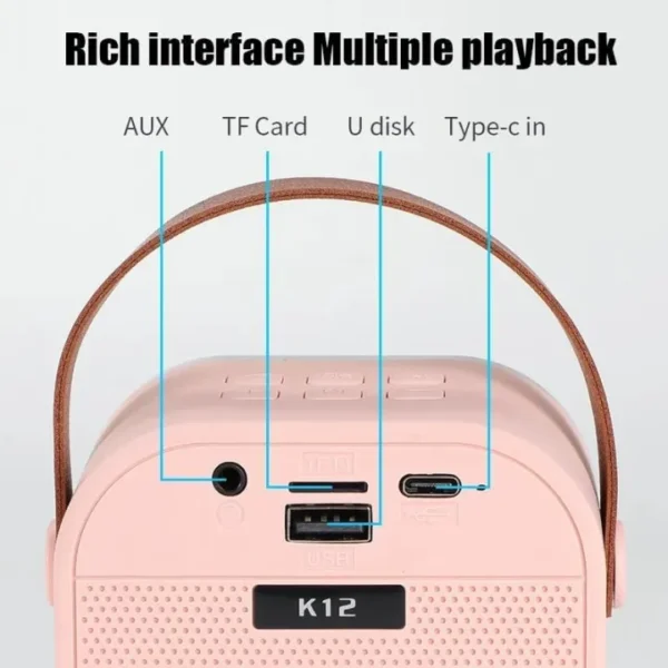 K12 Karaoke Machine Portable Bluetooth 5.3 PA Speaker With 1 - 2 Wireless Microphones