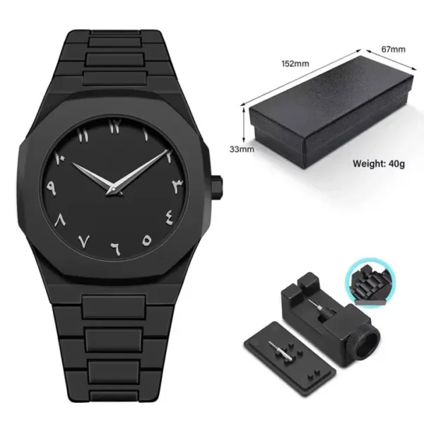Black Arabic Aura Watch Full Black Color Dial With Box - Image 8